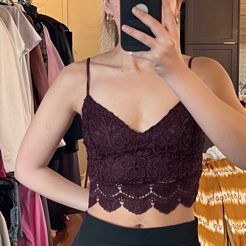 Crochet lace crop top w/ corset closure - size small